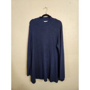 Woman Within Women's Blue‎ Shaker Swing Mock Neck Pullover Sweater Size 18/20